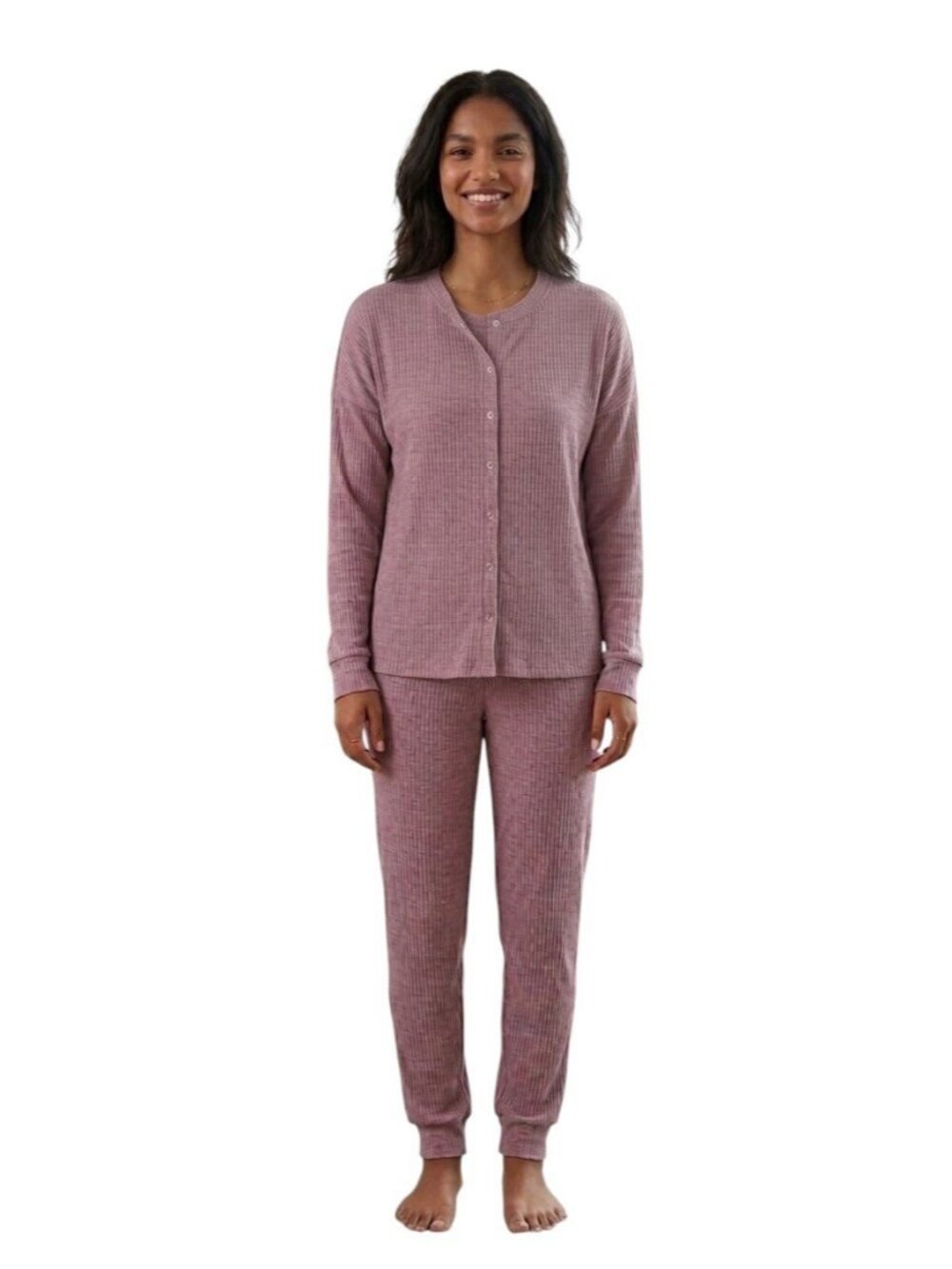 Intimissimi Chic Comfort Long Sleeve Modal Button-Up Top Mauve Size S NWT